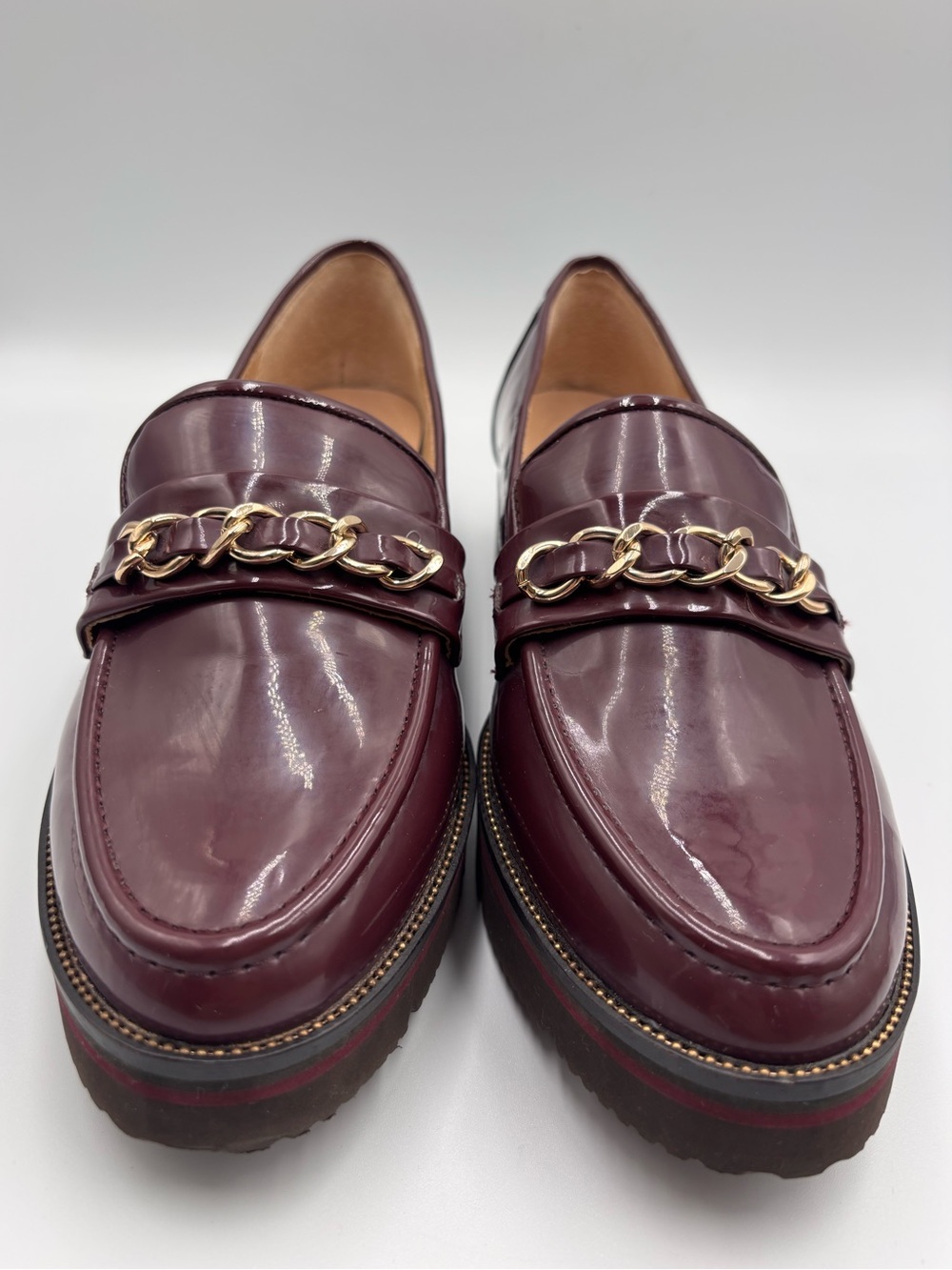 Women’s Alex Marie Grensley Patent Chain Detail Loafers Deep Burgundy 9M